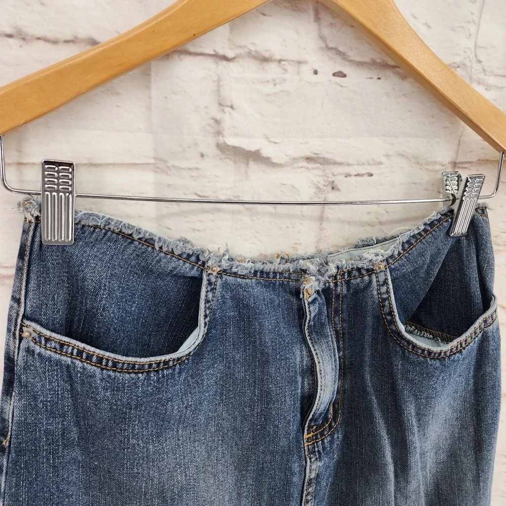 Vintage Y2K Denim Pencil Skirt Brat Fairy Grunge Indie Festival Cowgirl Midi 4‎